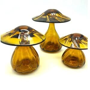 Mid-Century Modern‎ artisan glass mushrooms, Set of Three  Boho
Hippie